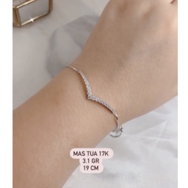 Gelang Aurel Serut putih Emas 750