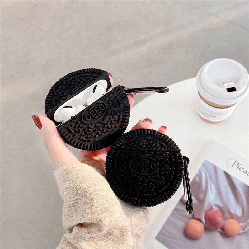 Soft Case Silikon Hitam Cookies Shockproof Cover Airpods 3 1 2 3 Pro i12 i13 Inpods 12 i10 i11 i9s