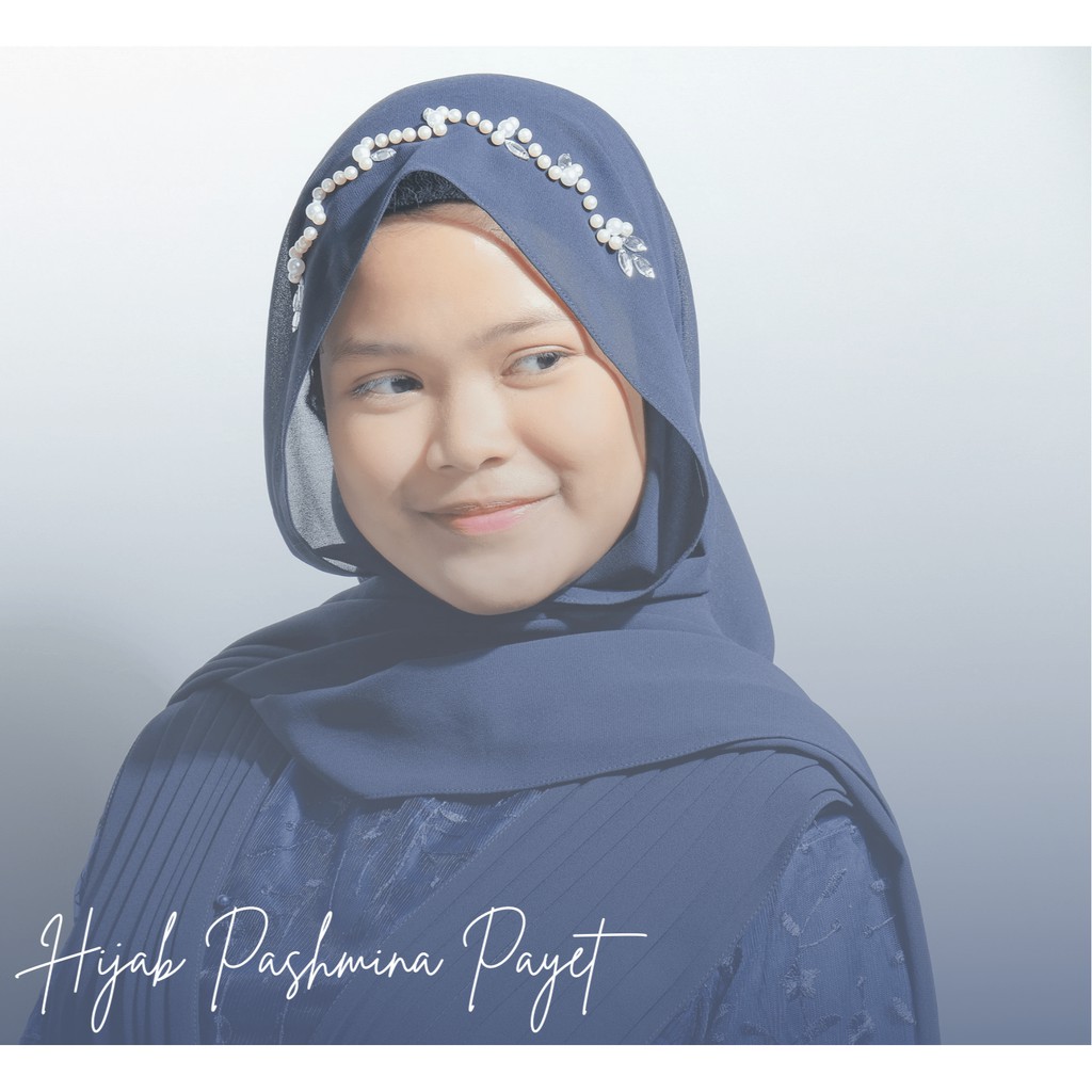 MADHAR -  Pasmina panjang Payet Bando Mutiara mewah elegant bahan Ceruty Armani / Pasmina Polos Payet / Pashmina Kerudung / Hijab style