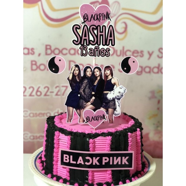 Jual Topper Kue Ulang Tahun Black Pink Custom Topper Custom bebas