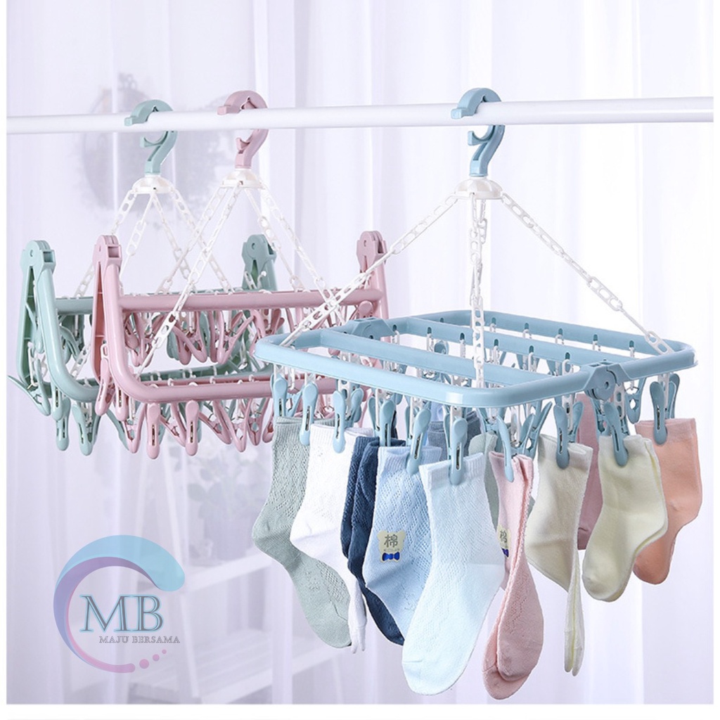 RT62 hanger gantungan hook jemuran lipat 32 jepit serbaguna MB2884