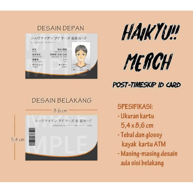 Haikyu Post Timeskip ID Card / Member Card Haikyuu (Satuan)