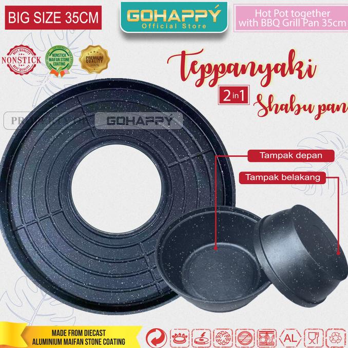 Panci Tepannyaki Gohappy Alat Panggang 35Cm Shabu Shabu Hot Pot
