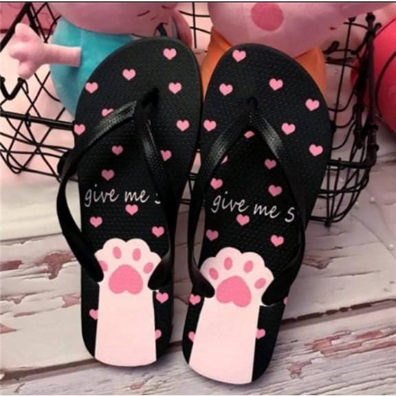 sandal jepit cewe dewasa motif kaki kucing