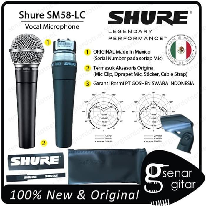 Microphone Vocal Shure SM58-LC SM58 SM 58 Cardioid Mic Shure Original