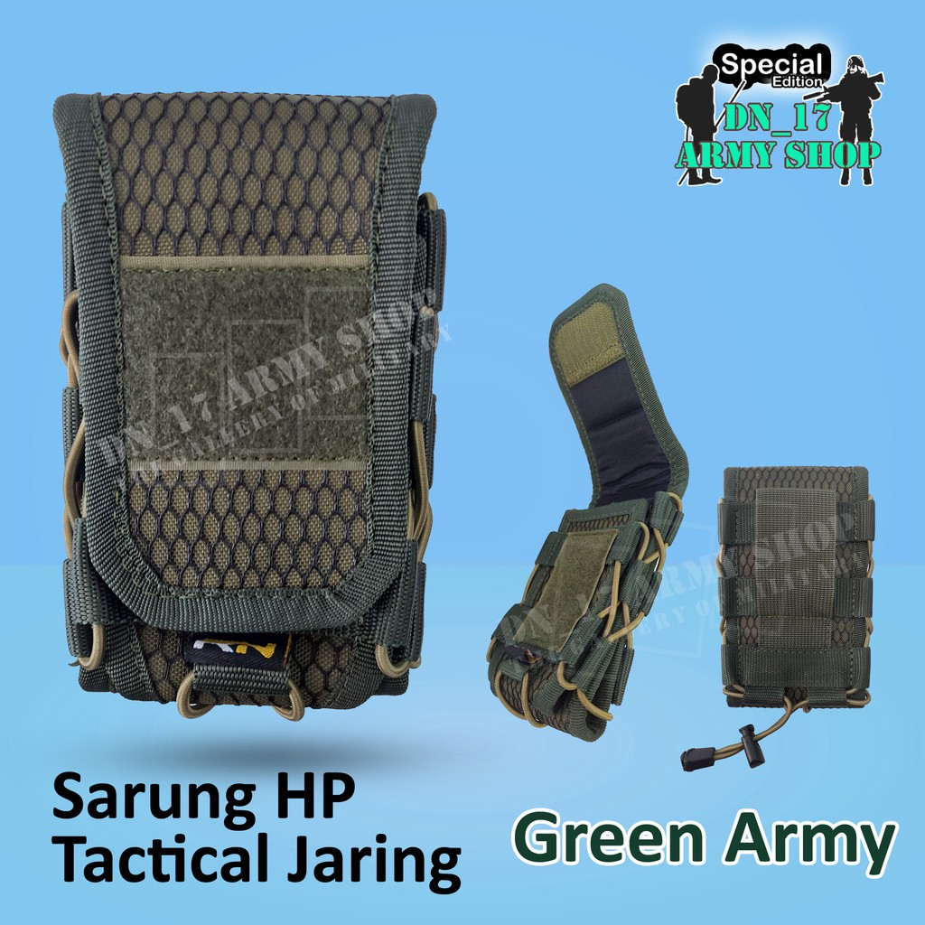 Sarung HP RN Tactical Jaring Hitam,Biru,Merah,Orange,Gurun/Krem Premium Cordura