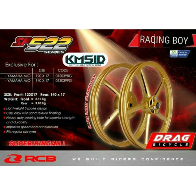Velg RCB Ring 17 Drag Mio Karbu / Soul Karbu / Fino Karbu