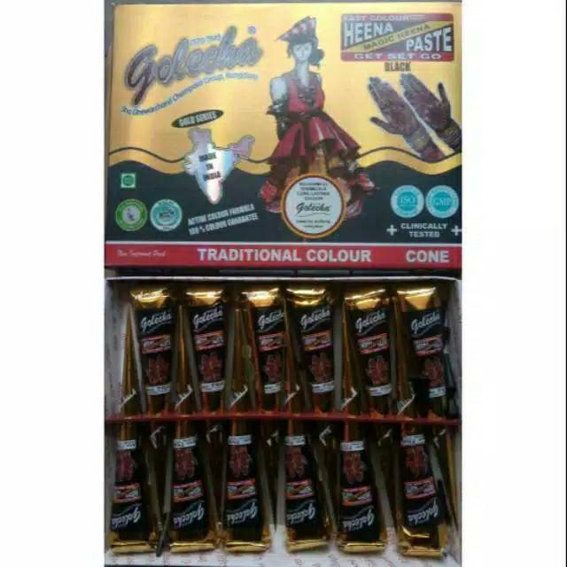 Henna GOLECHA Hitam 2025 series isi 12 cone hena murah halal bpom
