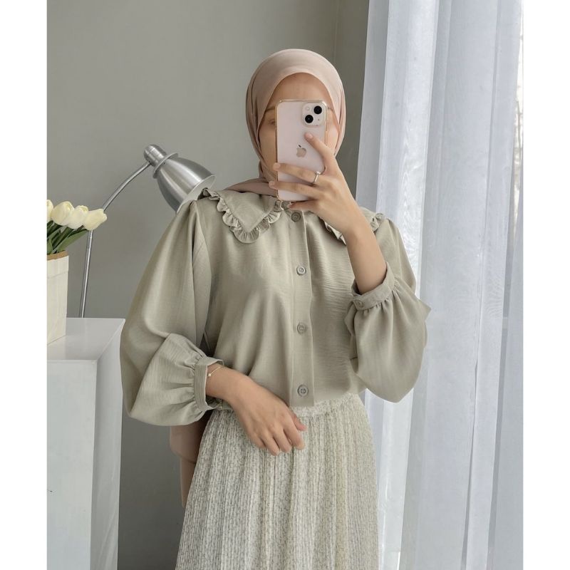 ATASAN BLOUSE LENGAN PANJANG LIVI SERIES BAHAN CRINCKLE PREMIUM BAJU KERJA WANITA ATASAN MUSLIM MURA