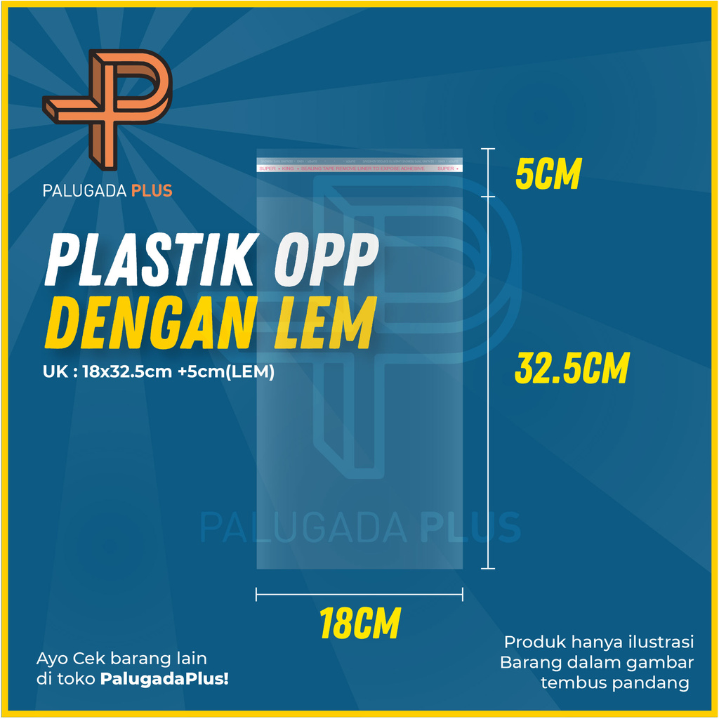 

Plastik OPP Ukuran 18x32.5cm +5cm(LEM) 1pack/100pcs