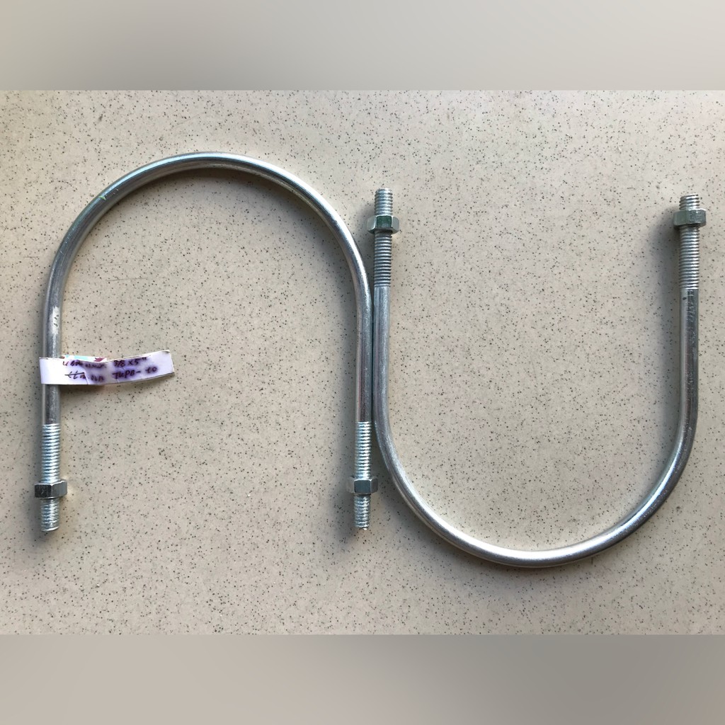 Baut U Galvanis 3/8 x 5 Inchi Klem Pipa U Putih U Bolt + 2 mur