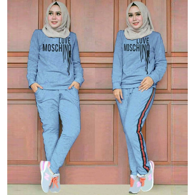 Stelan training wanita moschinnoo | baju senam muslim | stelan olahraga wanita | Pakaian olahraga