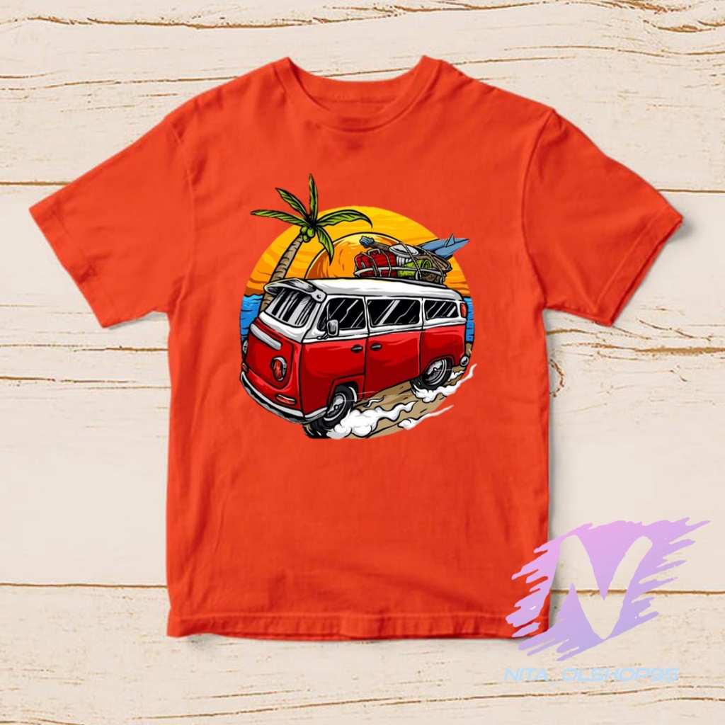 KAOS ANAK SUMMER ANIMASI PANTAI SUNSET