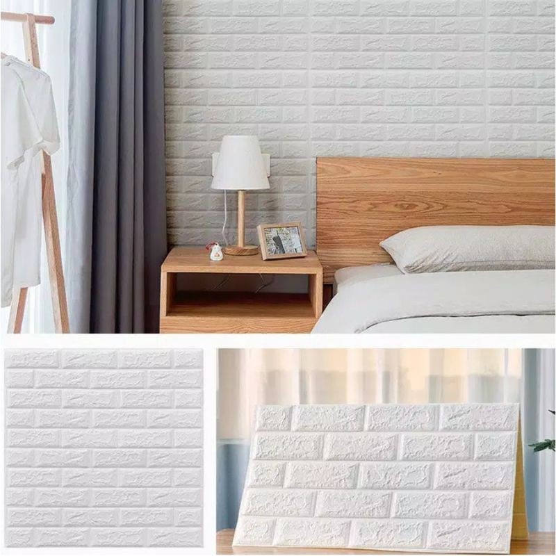 Trend-Wallpaper Dinding 3D Foam Motif Batu Bata 70 x 77 CM Dekorasi Dinding Kamar Murah