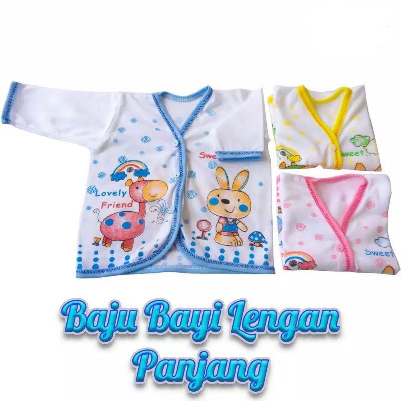 1 lusin baju bayi lengan panjang lengan pendek termurah | baju baby motif gambar bahan katun | baju atasan baby new born