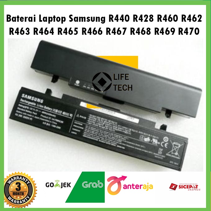 Battery Baterai Laptop Notebook Samsung R440 R428 R460 R462 R463 R464 R465 R466 R467 R468 R469 R470 R478 RV408 RV410 RV508 RV510 NP-P459 NP-Q318 NP-R65 NP-R505 NT-M60 NTR49 NT-M60 NT-P50 NT-P60 NT-P70 NT-P210 NT-P230 NT-P320 NT-Q428 NT-Q430 NT-Q528