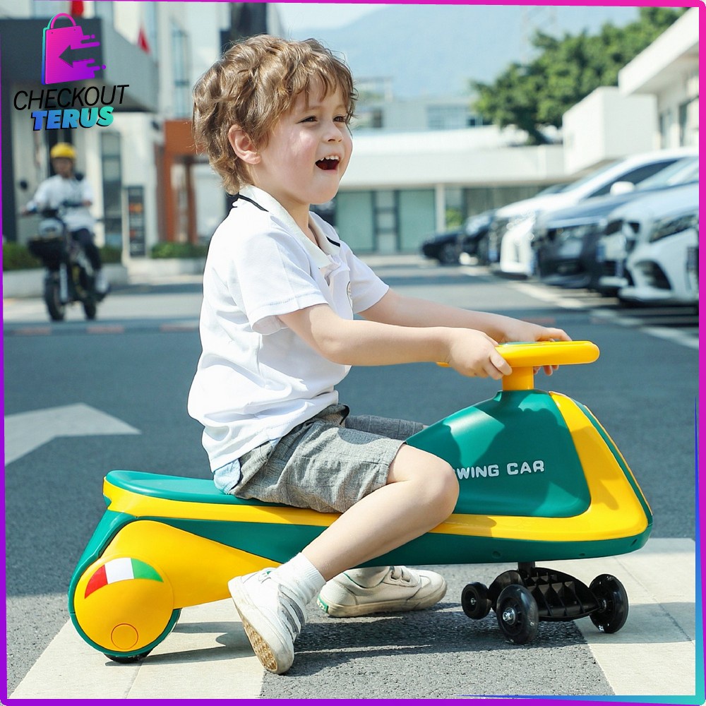 CT M193 Mainan Mobil Dorong Anak LED Dengan Musik Mobil Mobilan Anak Dorong Skuter Duduk Ride On Swing Car