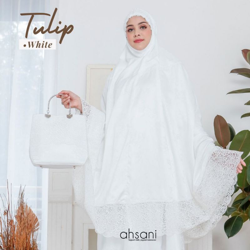 MUKENA TULIP AHSANI MUKENA PUTIH SUTRA AHSANI