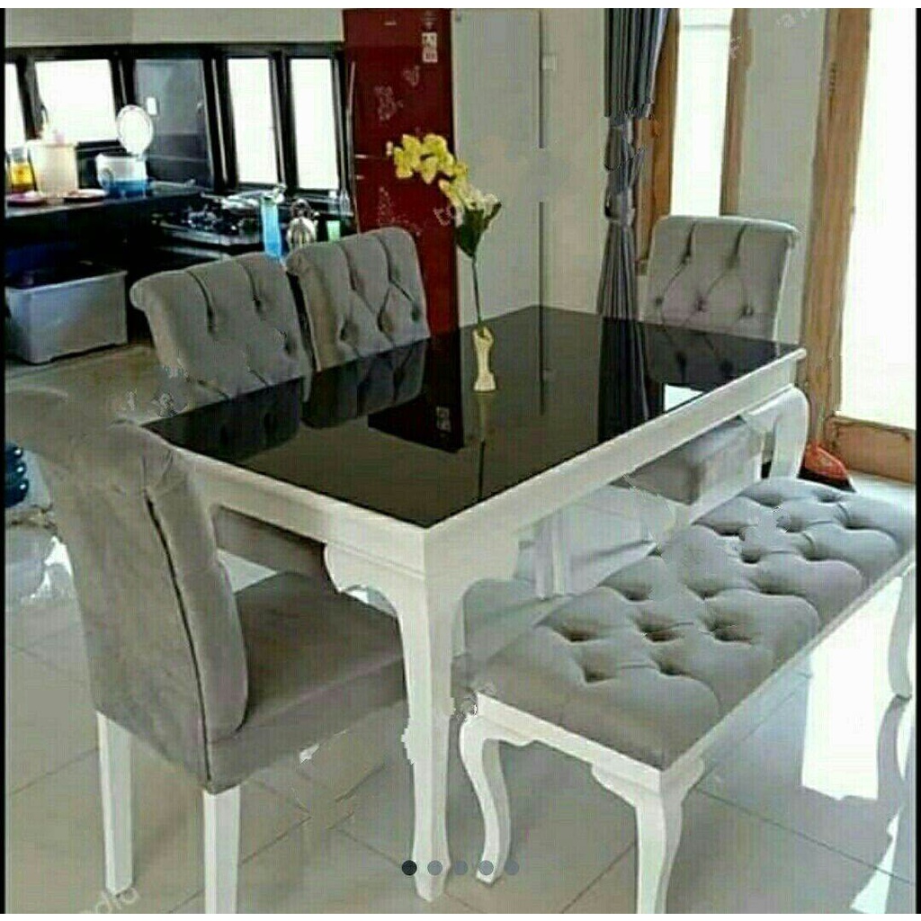 kursi makan mewah 4 + Bangko+meja set .kursi mewah