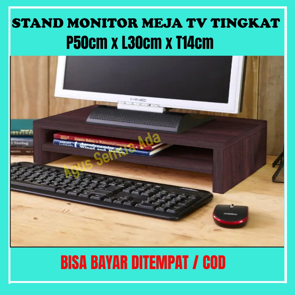 Meja Tv Stand Penyangga Tatakan Dudukan Holder Laptop Rak Monitor Kayu Murah Leptop Tingkat P50cm x 
