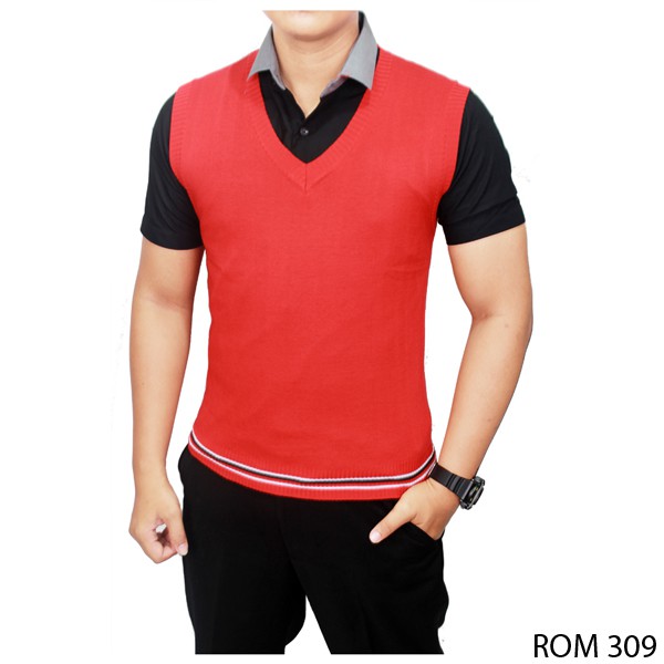 Vest For Men Casual Rajut Merah – ROM 309