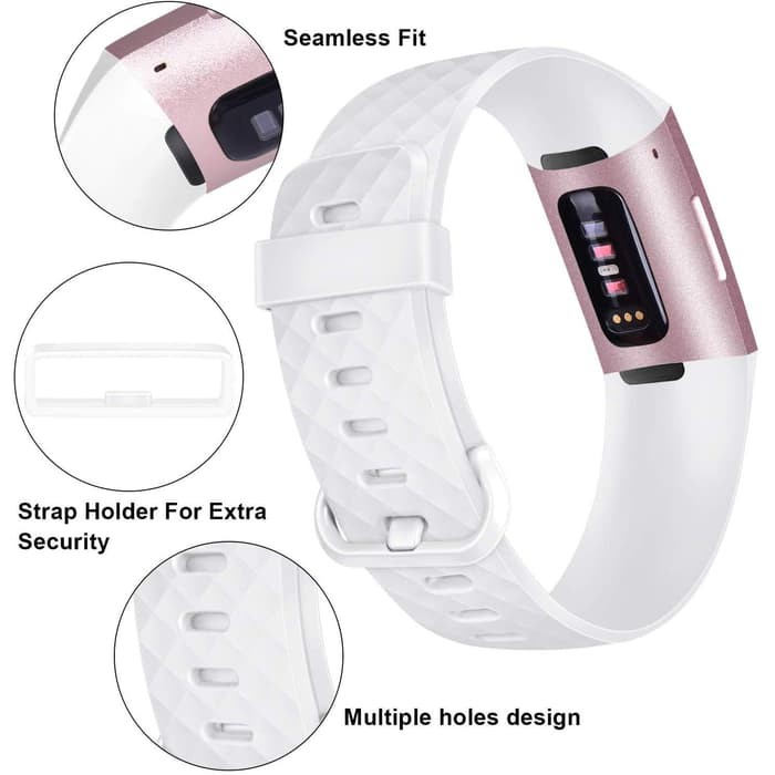 Tali Jam Silicone Strap Band  for Fitbit Charge 3 white