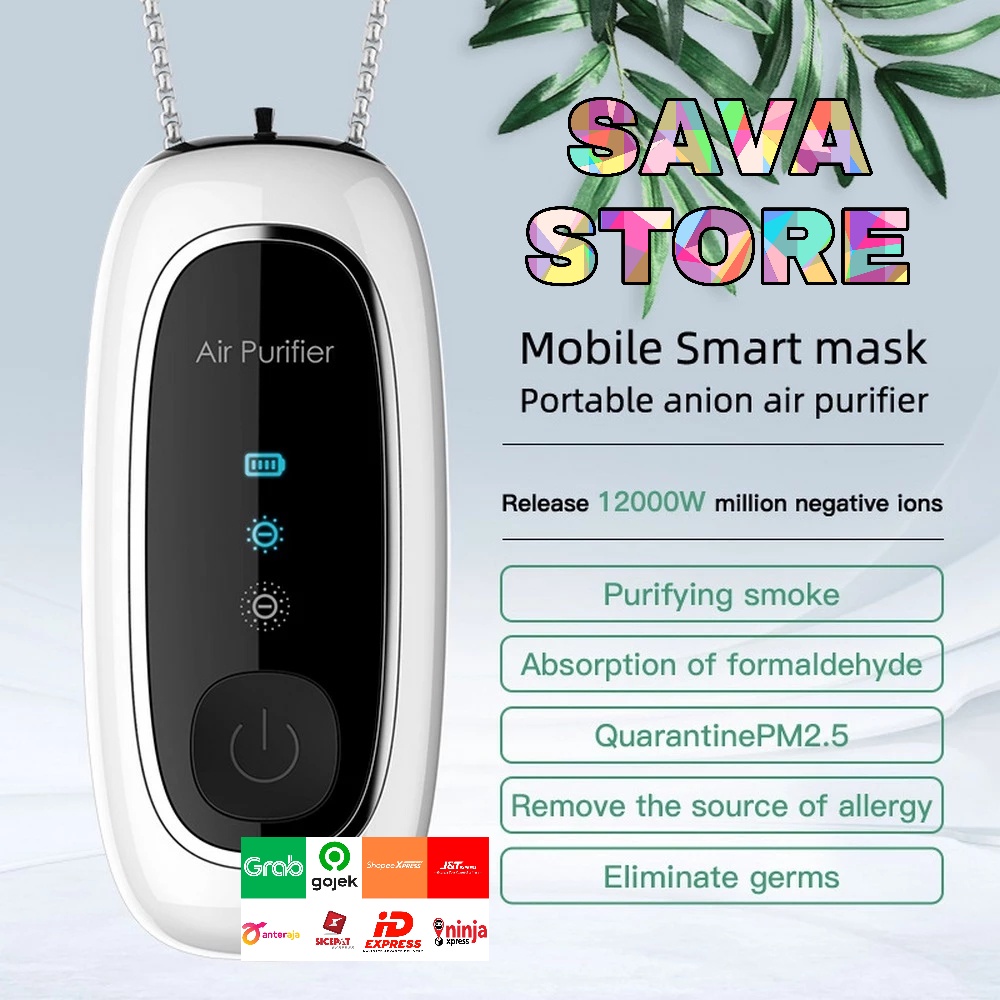 AIR PURIFIER PORTABLE NECKLACE TYGRIS PERSONAL IONIZER AIR FRESHENER - WARNA PUTIH