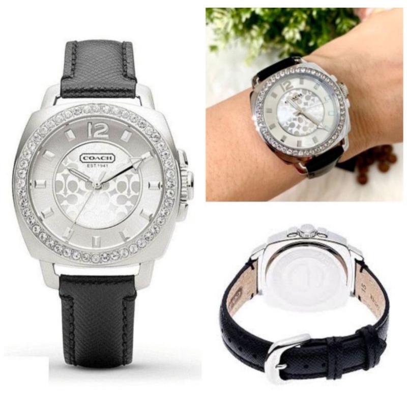 Coach Boyfriend Leather Strap Black/Silver Watch 14503152