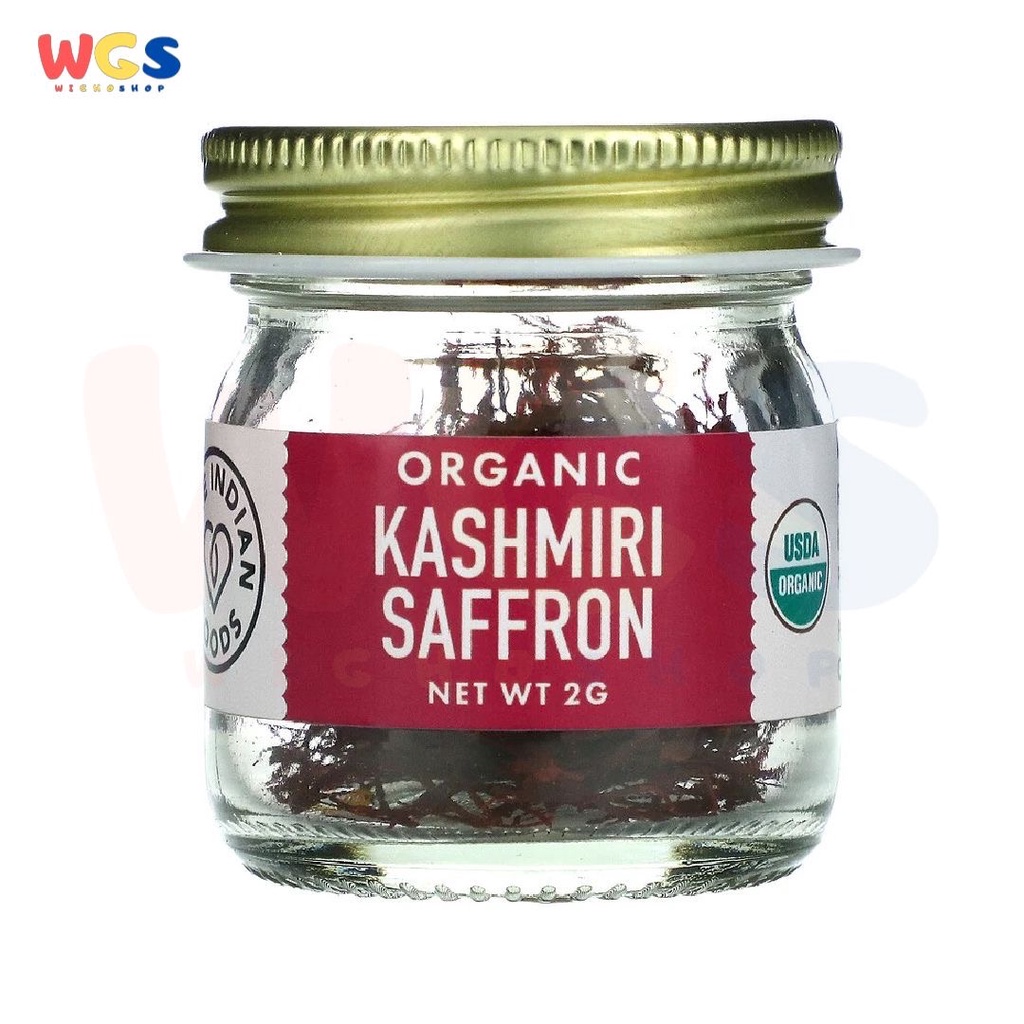 Pure Indian Foods Saffron Organic Kashmiri Glass Bottle 2g