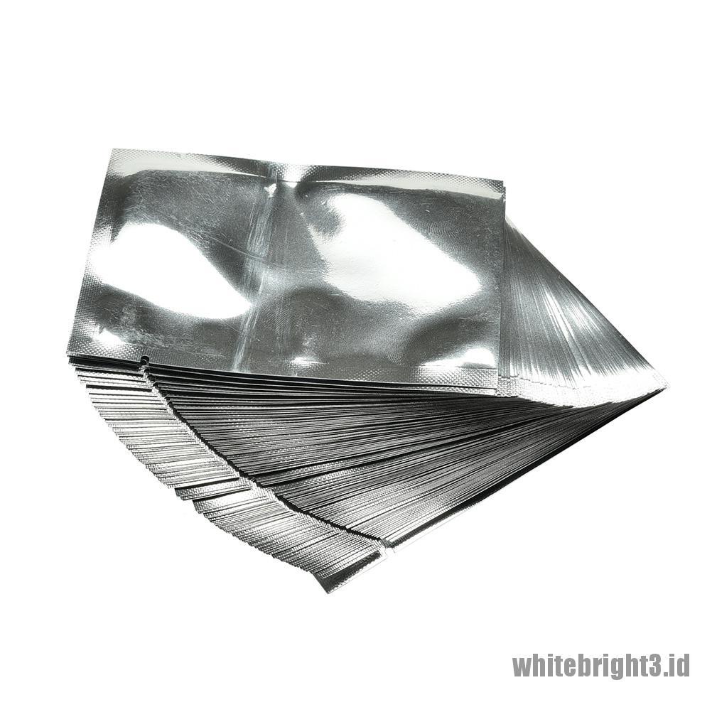 ❤White3 Warna Putih❤ 100pcs Kantong Vacuum Aluminum Foil Warna Silver Untuk Menyimpan Makanan