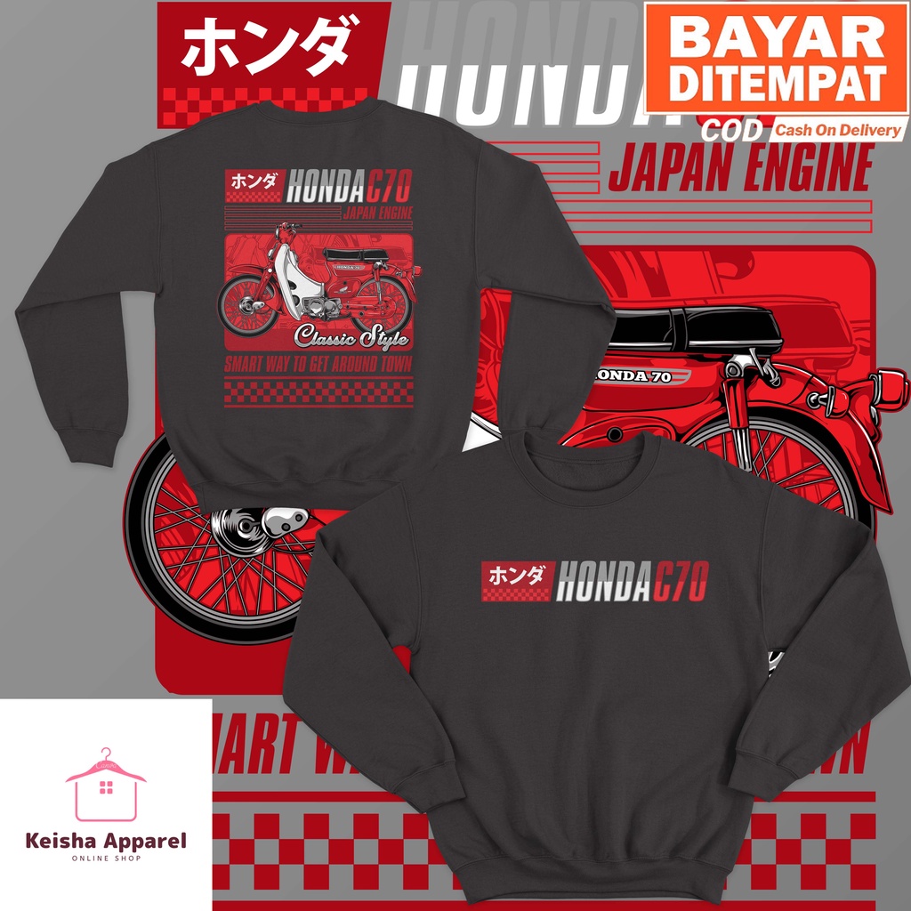 JAKET SWEATER HONDA C70 CLASSIC STYLE SWEATER C70 PRIA WANITA