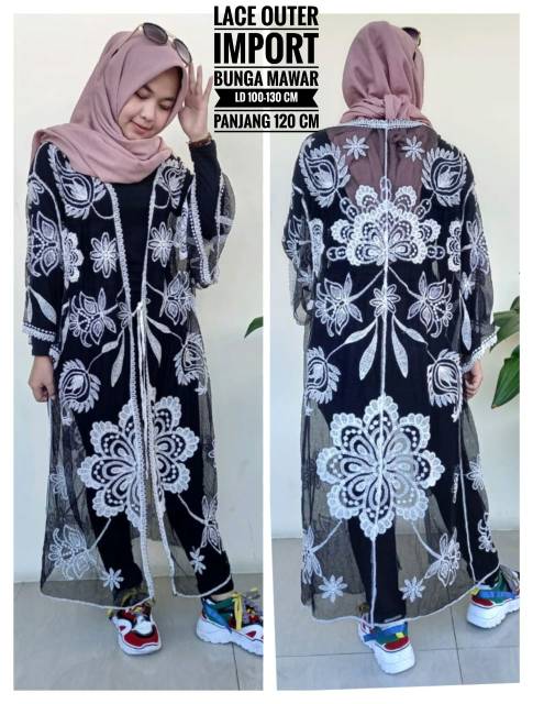 LACE OUTER CARDIGAN BLOOMY// LONG  OUTER MATAHARI // ORIGINAL IMPORT BANGKOK-3