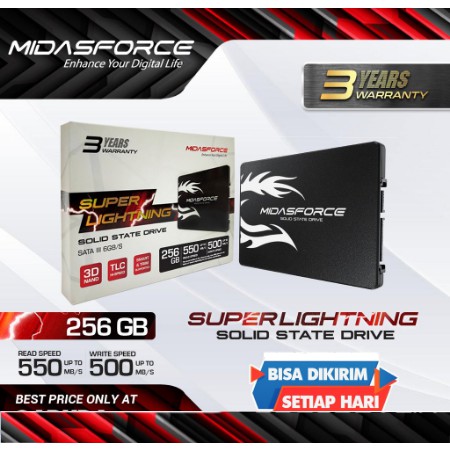 SSD 256GB MIDASFORCE SUPER LIGHTNING SATA 3 6GB/s (Garansi 3 Tahun)