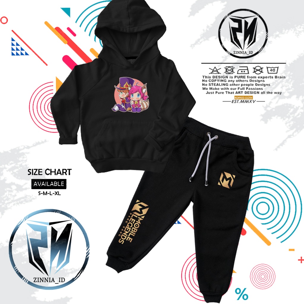 ONE SET SETELAN SWEATER ANAK JAKET HOODIE ANAK MOBILE LEGEND BANG BANG HERO HARLEY NANA