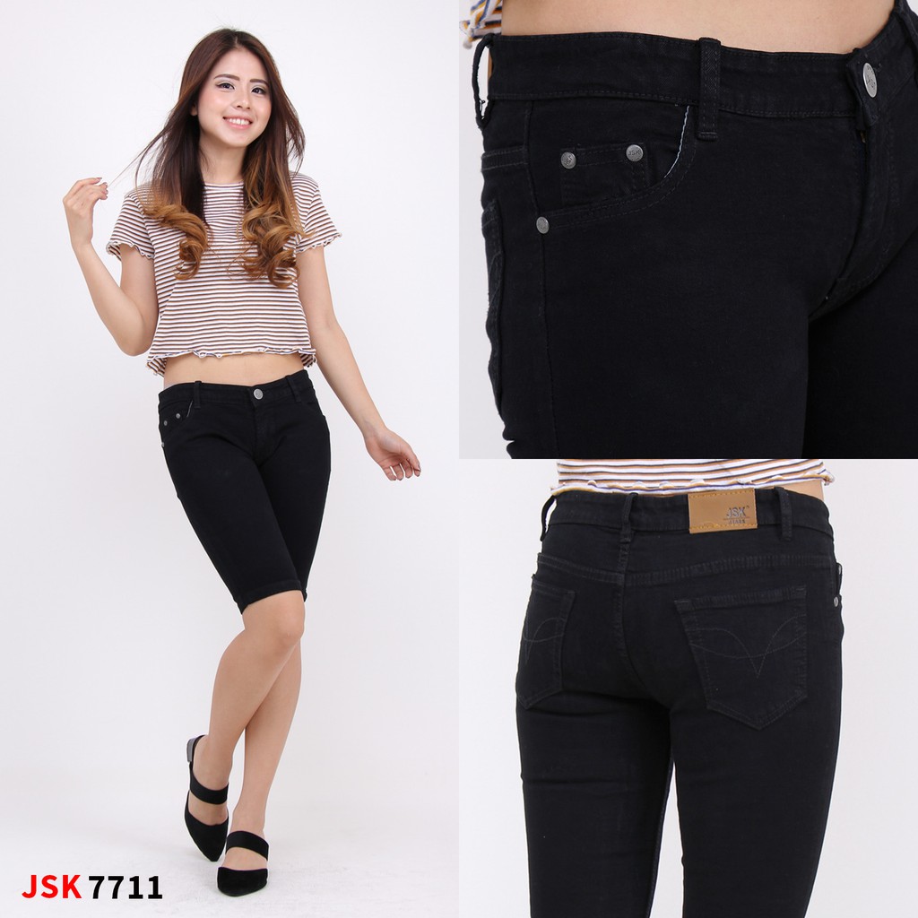  Celana  Pendek 3  4  Jeans  Wanita  Stretch Shopee Indonesia