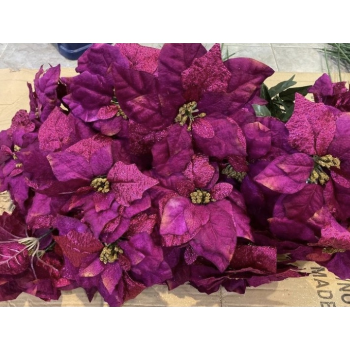 Bunga Kastuba Natal Tangkai Ungu / Hiasan Natal