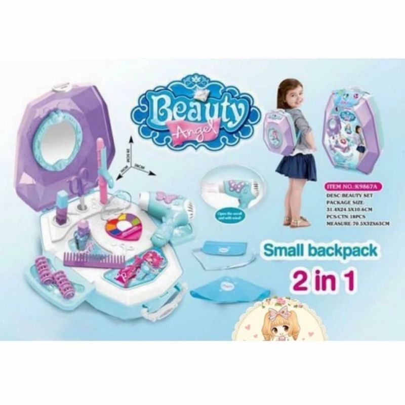 Mainan Set Beauty Backpack - Tas Ransel Make Up Salon Anak Edukatif