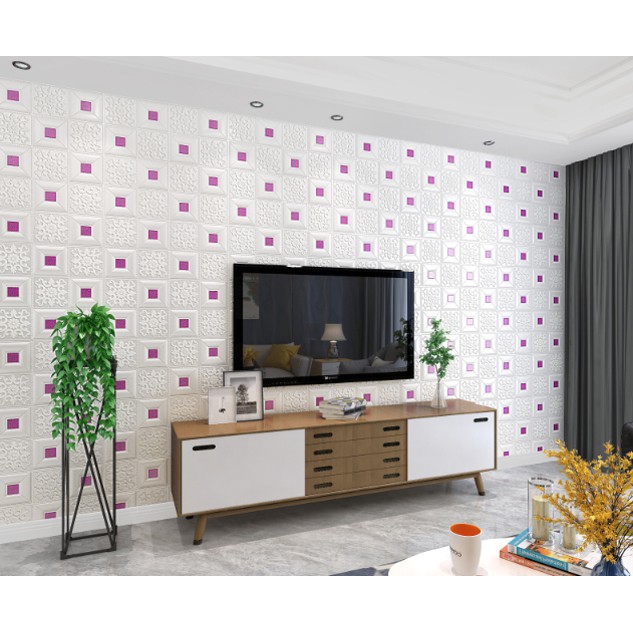 Wallpaper dinding 3d foam / Wallpaper dinding kamar tidur anak wallstiker 45cm x 8M3D Foam Motif Batik 70Cmx70Cm