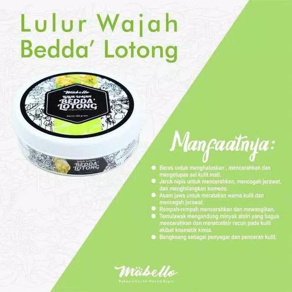 [ BPOM ] LULUR WAJAH BEDDA LOTONG MABELLO ORIGINAL 100 GR / LULUR BEDDA LOTONG / LULUR MABELO