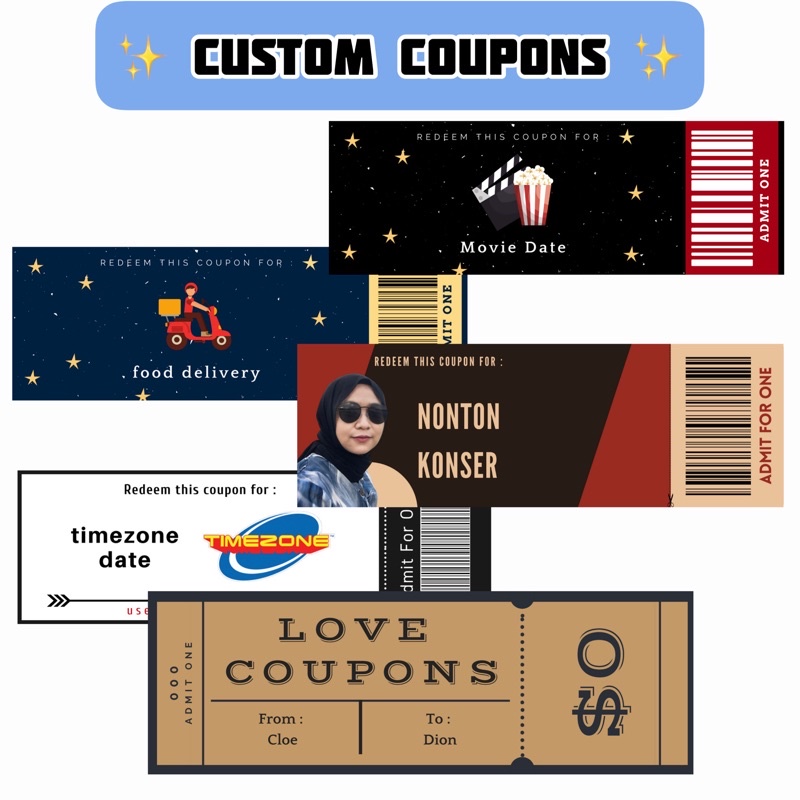 LOVE COUPON LOVE TICKET CUSTOM COUPON CUSTOM TICKET