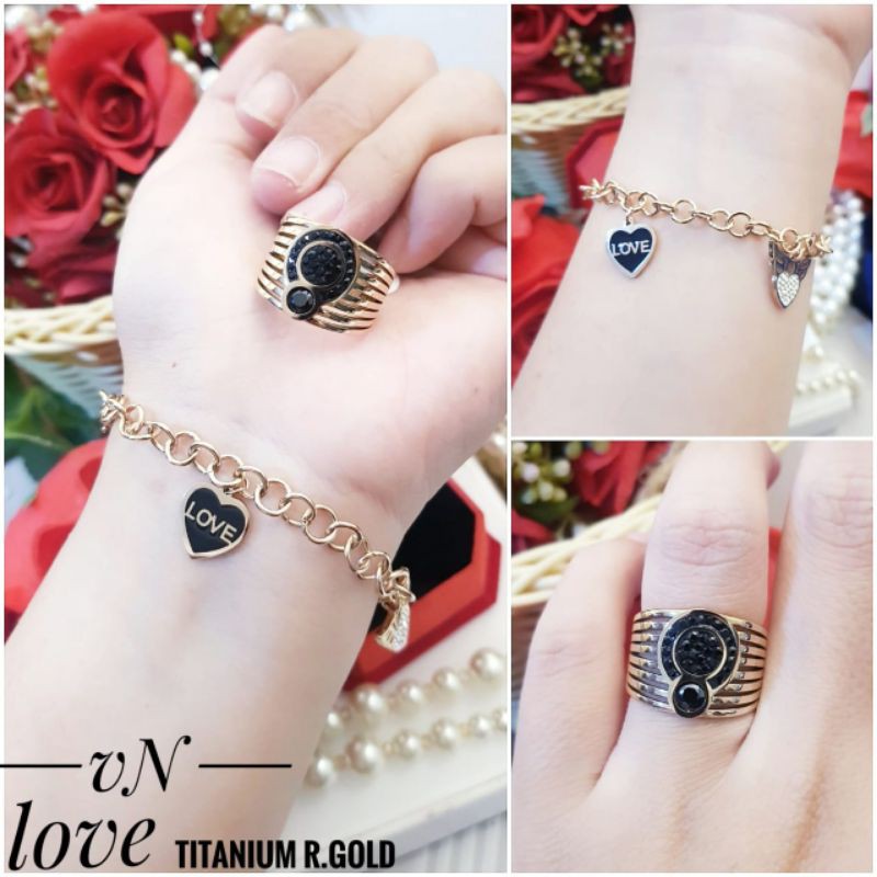 Titanium Set Gelang dan Cicin H550