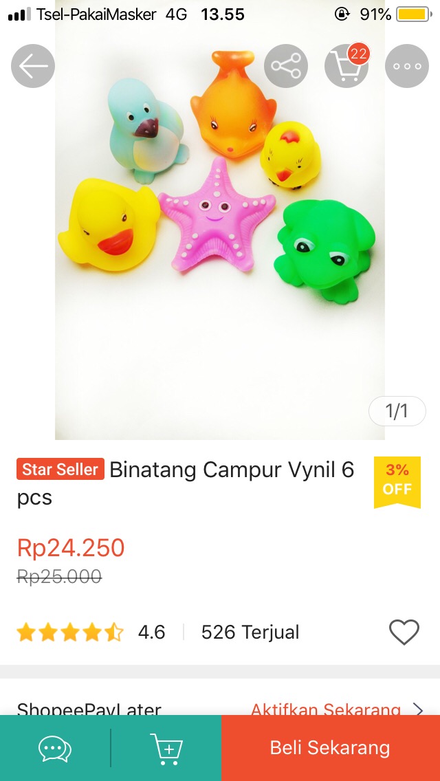 Binatang Campur Vynil 6 Pcs