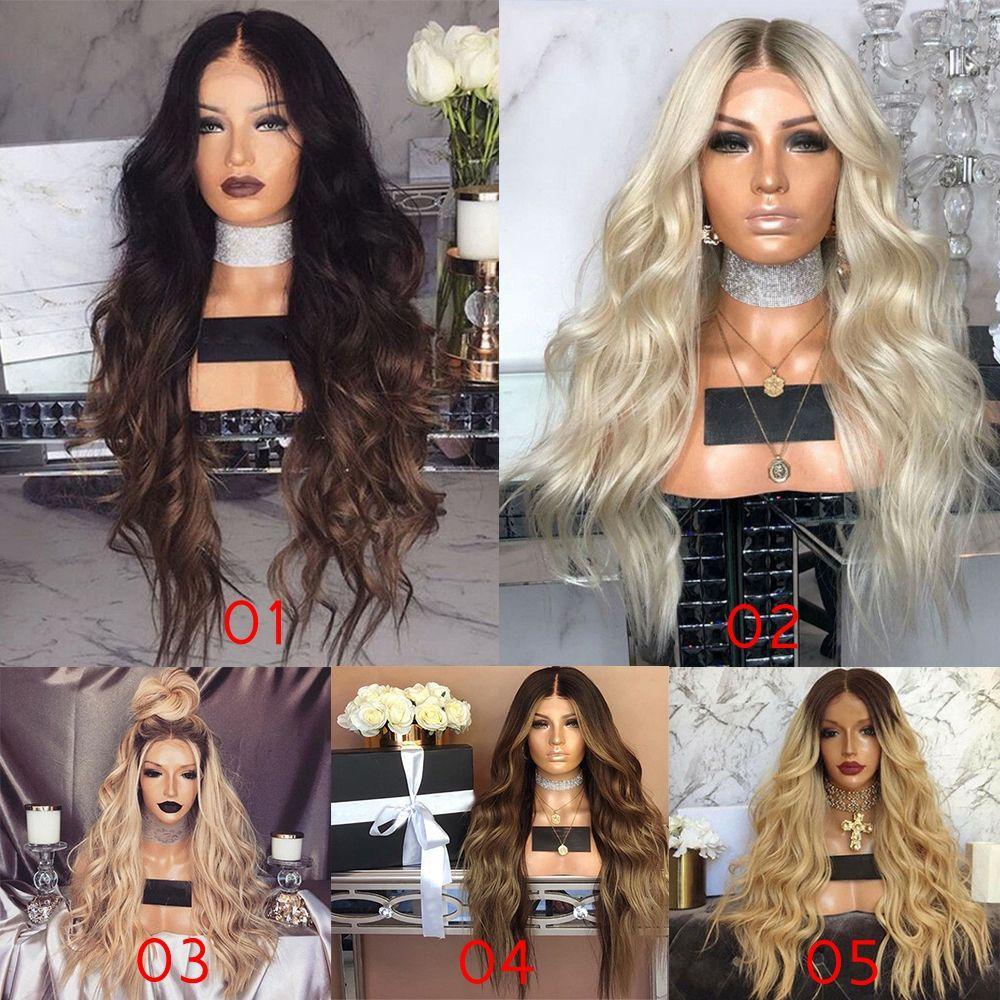 Lily Blonde Rambut Palsu Wanita Sintetis Curly Ombre Hairstyle