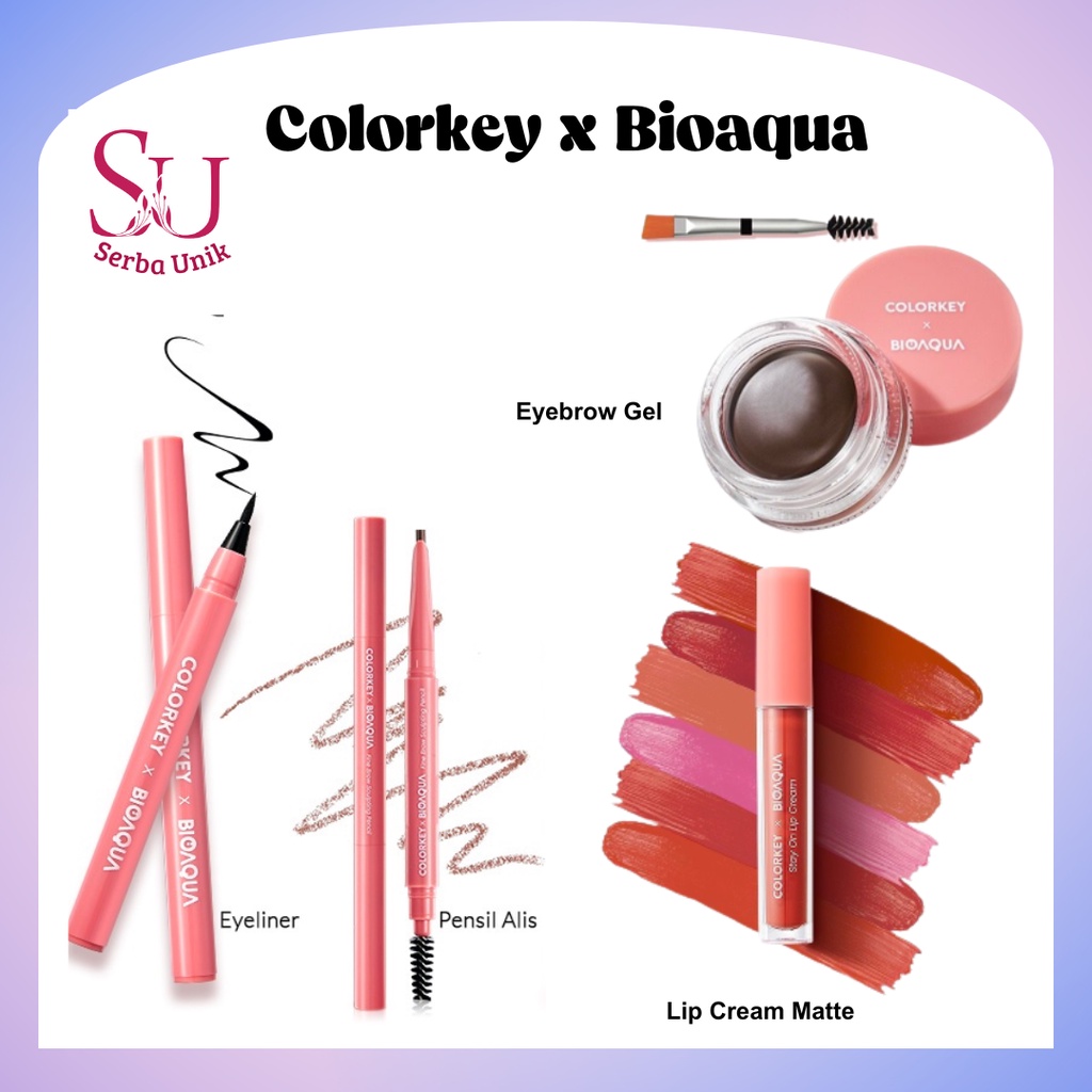 Colorkey X Bioaqua Stay On Lip Cream | Paint Your Brow Gel | Fine Brow Sculpting Pencil