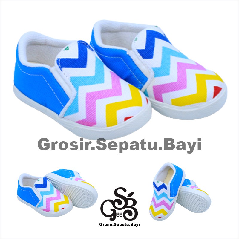 sepatu anak laki laki perempuan slip on motif Rainbow murah