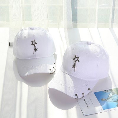 Topi Baseball Bahan Katun Aksen Bintang Gaya Korea Untuk Unisex