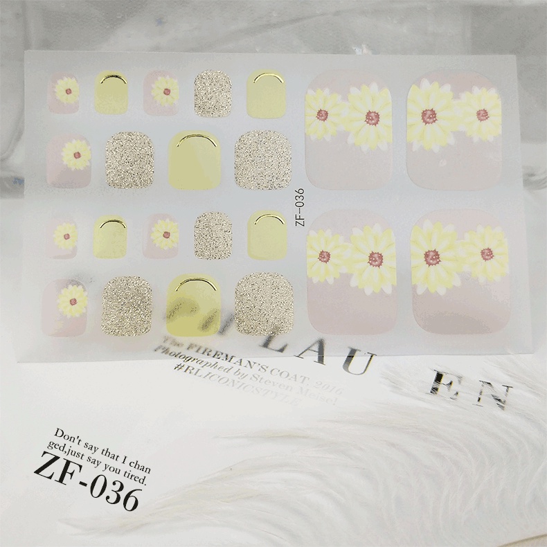 ZF 22Pcs/Set Toe Stiker Kuku Desain Bermotif High End Berlian Mutiara Permata Warna-Warni Untuk Tempel Tahan Air Tahan Lama Menicure Stickers Korea Self Adhesive Fashion Sticker kuku Full Aksesoris Dapat Kupas Mudah Digunakan Dan Dilepas Anti Air Nail Art