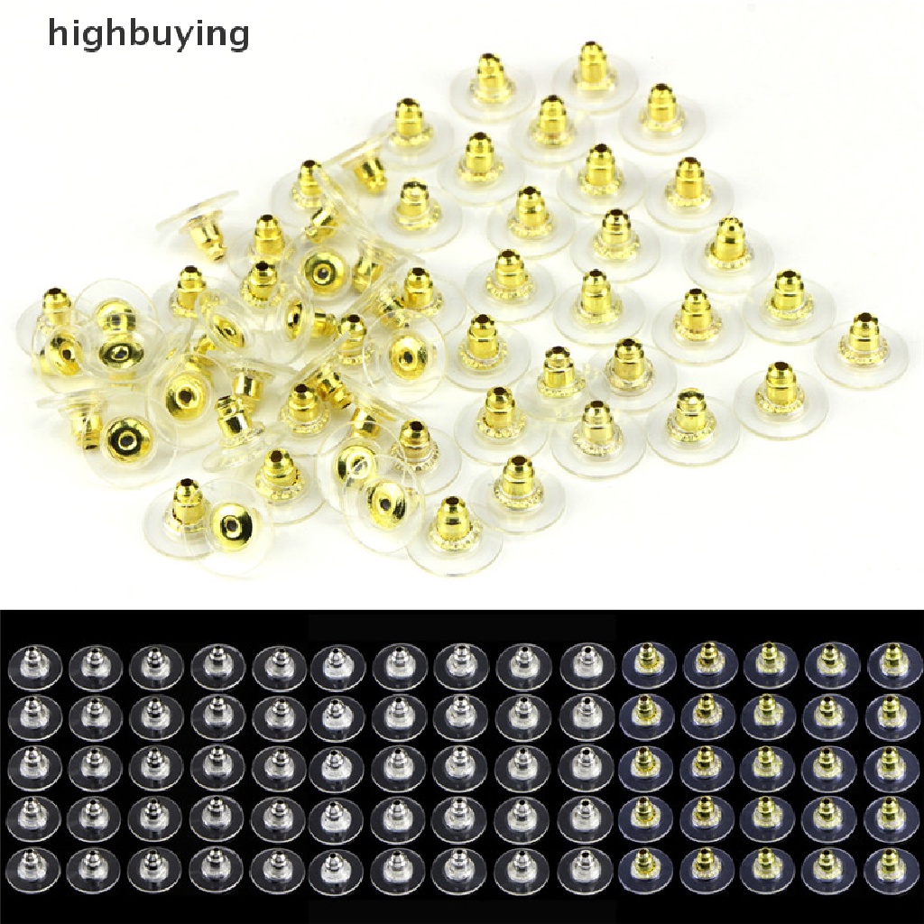 Hbid 60Pcs / Set Stopper Anting Tusuk Warna Silver / Gold Untuk Wanita