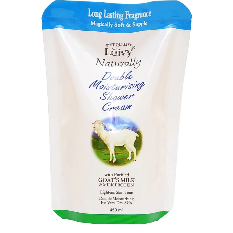 Leivy Goat Milk Shower Cream Ref 450ml / 250ml // Sabun Susu Domba