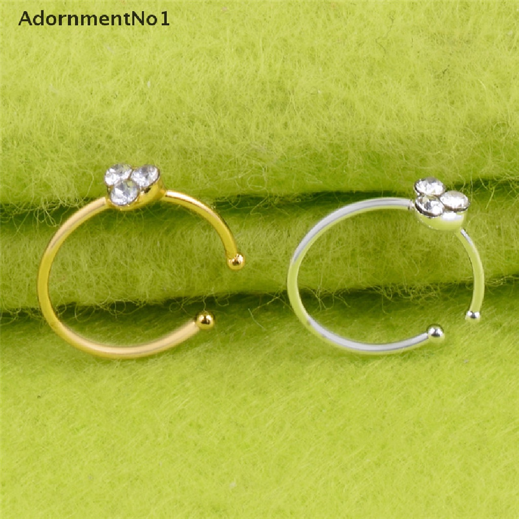 (AdornmentNo1) Cincin Tindik Hidung Bahan Surgical Steel Hias Kristal / Berlian Imitasi Untuk Wanita